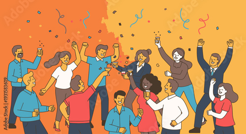 Diverse group of people celebrating together.