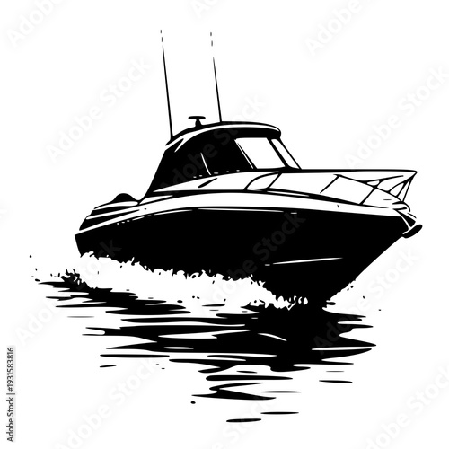 boat on the water , vector illustration of a boat , silhouette of a boat