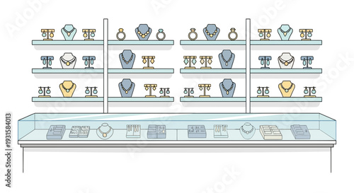 Jewelry Store Display Racks and Glass Cabinet Showcase.