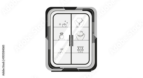 Modern Display Cabinet with Glass Doors and Shelves.