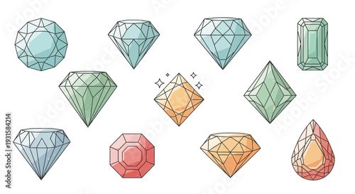 Collection of Diverse Gemstones and Diamonds in Various Cuts.