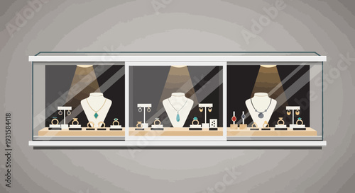 Elegant Jewelry Display Case Showcasing Exquisite Necklaces and Earrings.