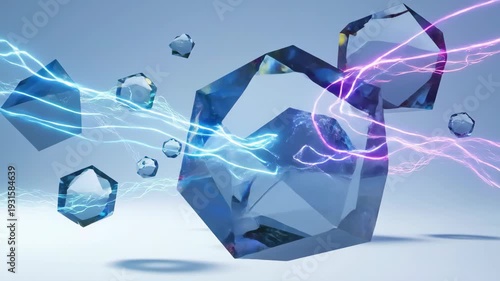 Abstract Digital Hexagons with Electric Energy and Lightning Effects