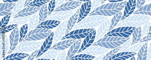 Seamless pattern with blue leaves. Natural hand drawn design. Great for textile, fabric, wallpaper, wrapping, scrapbook and packaging
