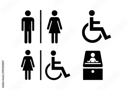 Gender neutral and accessible restroom icons for public wayfinding