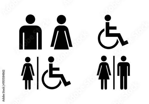 Gender neutral and accessible restroom icons for public wayfinding