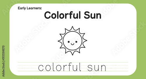 Early Learner Tracing Worksheet: Colorful Sun with Happy Face
