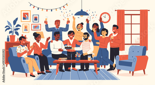 Diverse group of people celebrating together.