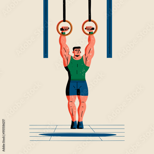 Athlete Holding Support on Gymnastic Rings