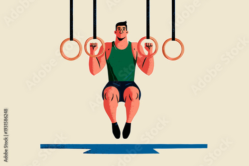 Athlete Holding Support on Gymnastic Rings
