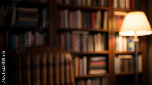 Blurred Dark Academia Library Bookshelf Background for Virtual Meetings and Study