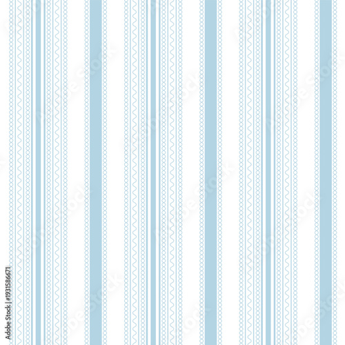 Blue vintage vertical striped seamless pattern. Hand drawn grand millennial wallpaper, cottage core textile design. Soft pastel vector print, fabric, digital wrap paper, romantic vintage decoration.