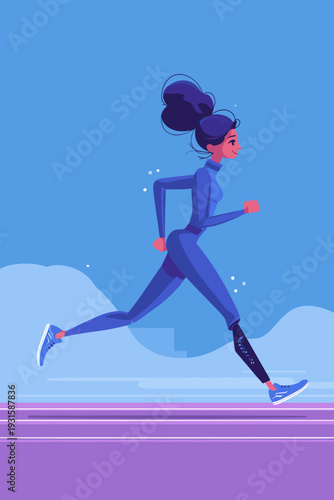 Athlete Sprinting with Carbon Fiber Running Blade