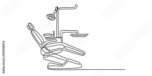 One line art vector illustration of a dental unit for medical and healthcare concepts