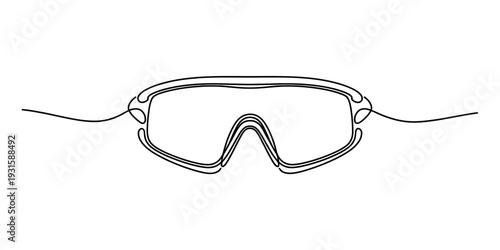 Line drawing of protective eyewear safety goggles with a continuous line design style