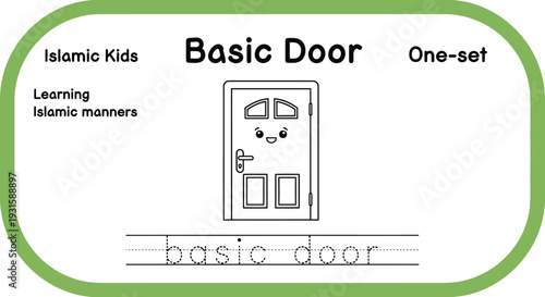 Islamic Kids Basic Door Learning Islamic Manners - Educational Illustration