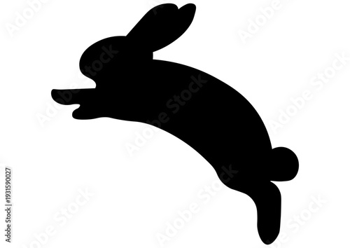 ジャンプするうさぎのシルエットイラスト