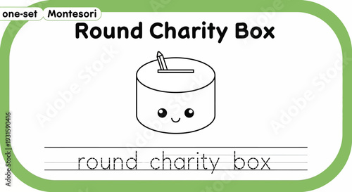 Montessori Round Charity Box Learning Material with Text for Kids