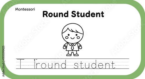 Montessori Round Student Tracing Worksheet for Kids