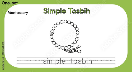 Montessori Simple Tasbih Coloring Page for Kids - Islamic Prayer Beads