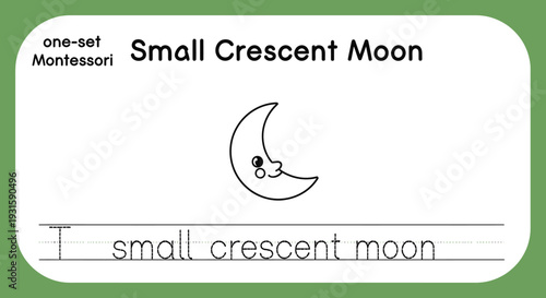 Montessori Small Crescent Moon Flashcard for Learning Shapes and Letters
