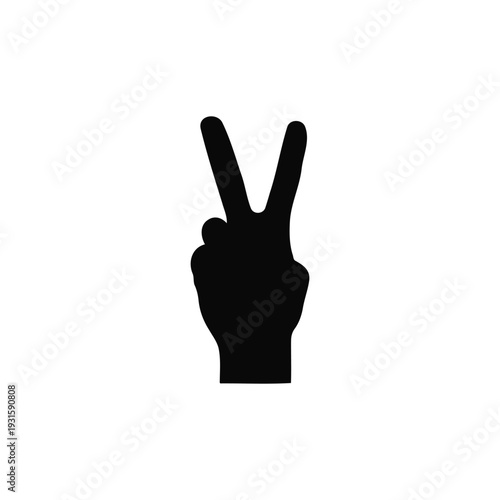 Peace hand sign silhouette vector flat illustration design.