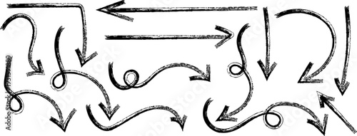 A complex network of arrows and lines in a abstract composition