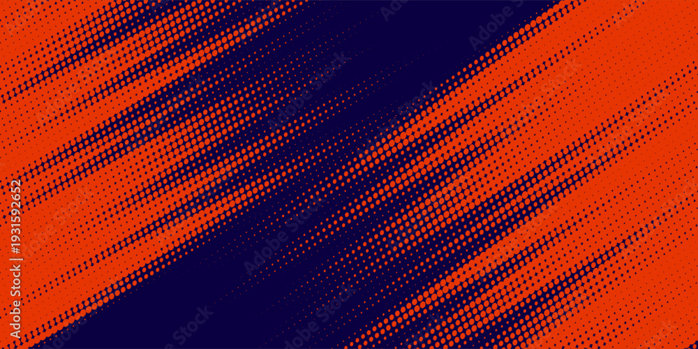 Fototapeta premium Abstract speed lines style orange color halftone banner design template. Vector sport