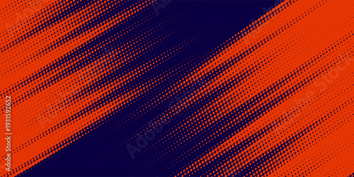 Abstract speed lines style orange color halftone banner design template. Vector sport