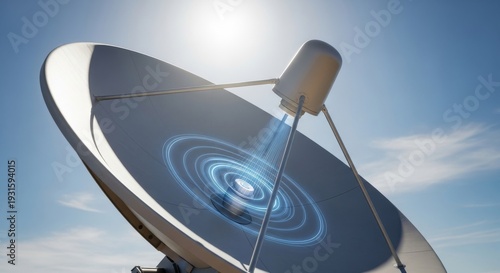 Satellite Dish Receiving Signal Under Sunlight
