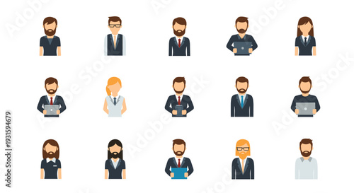 Diverse Group of Cartoon Business Professionals.