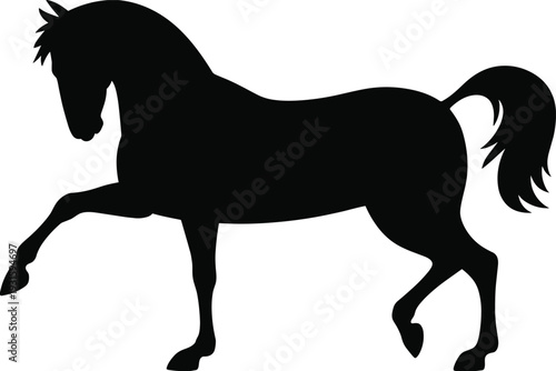Black prancing horse silhouette vector illustration isolated on white background elegant stallion graphic for logo branding tattoo and design