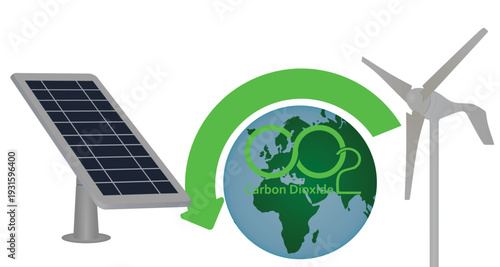 Carbon dioxide reduction. vector illustration