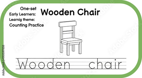 Wooden Chair Learning Activity for Kids: Tracing Practice