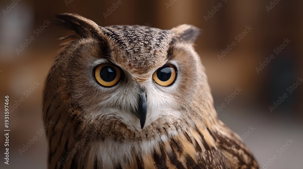 Fototapeta premium A close up portrait of a majestic owl s face with intense eyes symbolizing wisdom and wild nature