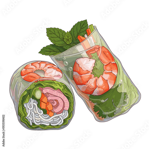 Fresh Vietnamese Summer Rolls with Shrimp and Mint - Healthy Asian Appetizer