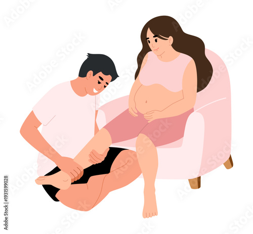 Husband Massaging His Pregnant Wife’s Legs