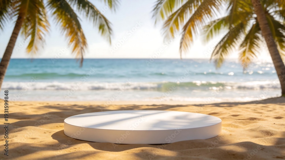 Obraz premium Beach scene with white round platform