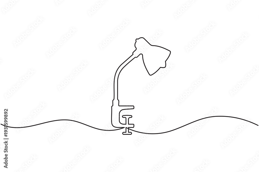 Obraz premium Desk lamp continuous one line art minimalist outline editable vector icon