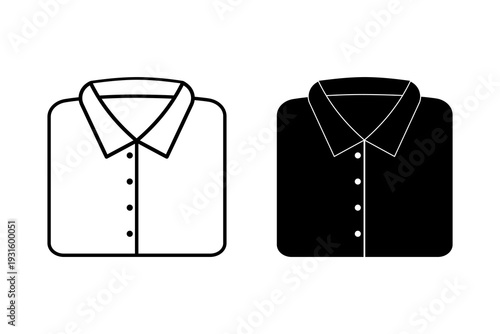 Shirt icon set, Neatly folded button-down shirt perfect for representing clothing fashion or laundry related services, isolated on a white background. Flat vector illustration