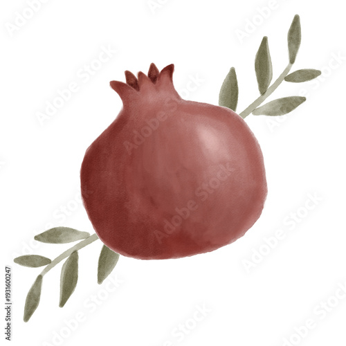 pomegranate with leaves