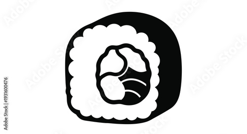 Simple black and white illustration of two pieces of sushi side by side