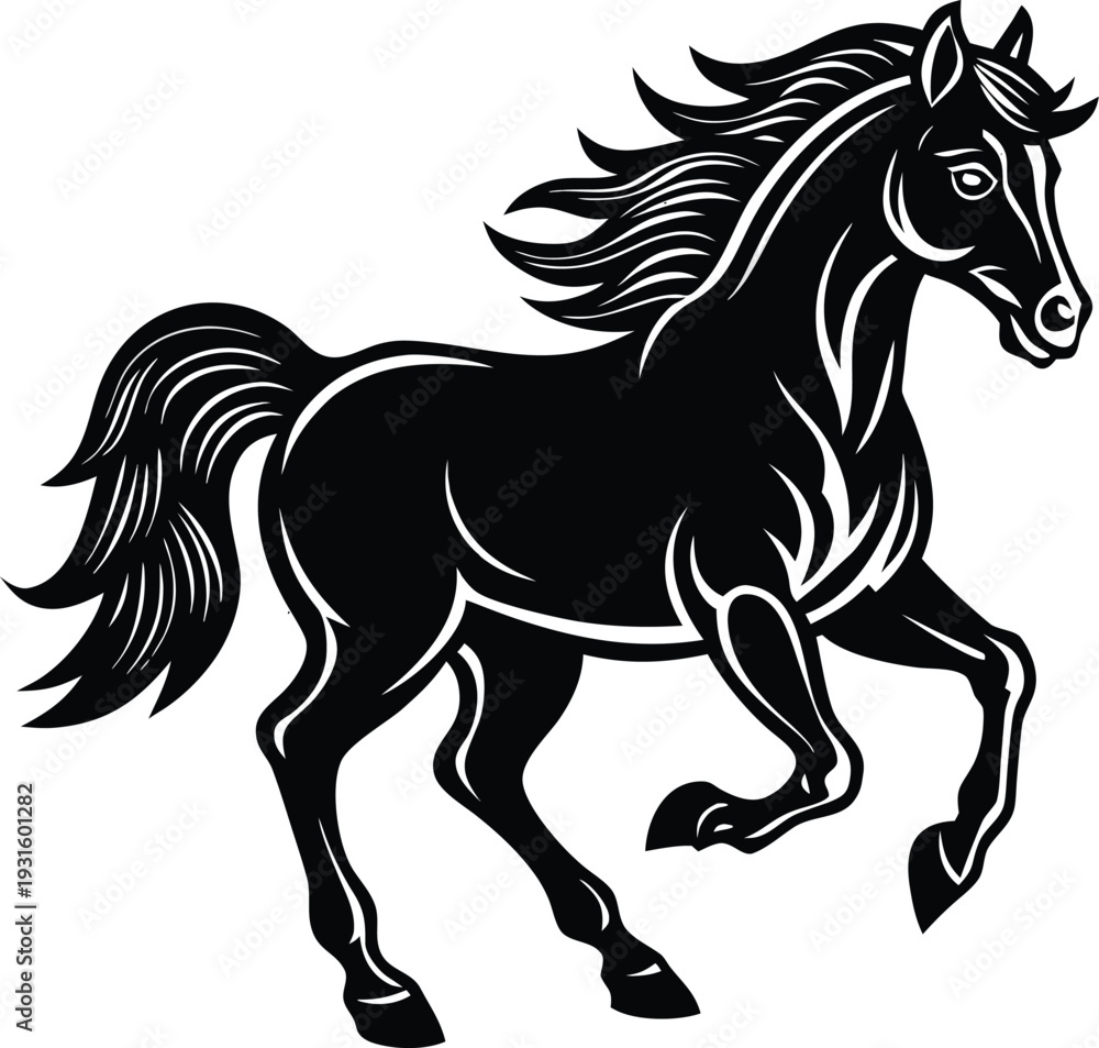 Obraz premium Black horse vector illustration