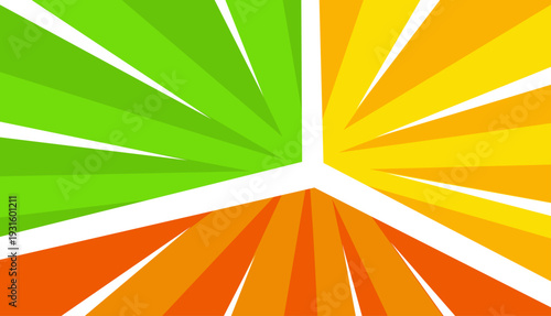 Vibrant citrus fruit slice abstract with radiating color segments.