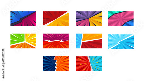 Vibrant Abstract Geometric Backgrounds Collection with Dynamic Ray Patterns.