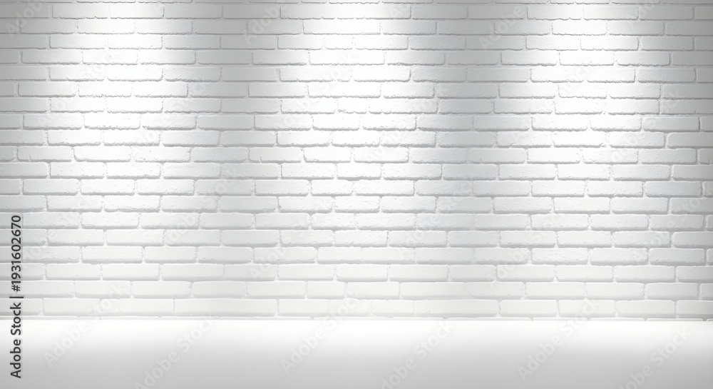 © youns - Fondo panorámico de pared de ladrillo viejo pintado de blanco