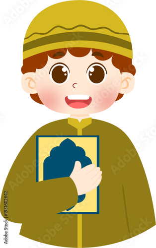 Muslim boy carrying the Koran