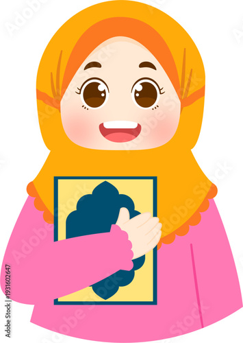 Muslim girl carrying the Koran