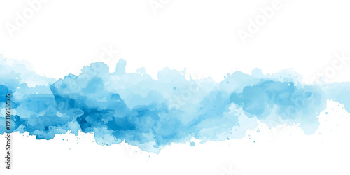 Abstract blue watercolor background featuring a soft light texture with fluffy clouds and a vintage paper design that captures the serene summer atmosphere of a bright sky and heaven