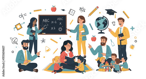 Set of colorful education icons vector